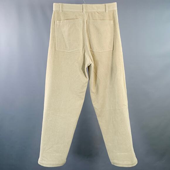 HAIDER ACKERMANN Size M Khaki Corduroy Cotton Blend Cropped Casual Pants - Picture 2 of 9